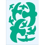 Ptačí siluety na sklo zelené 9 ks