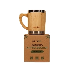 Pandoo Dvoustěnný nerezový hrnek na kávu a čaj s bambusovým povrchem 280 ml