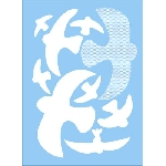 Ptačí siluety na sklo s průhlednými pruhy bílé 9 ks