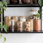 Pandoo Dóza na potraviny z borosilikátového skla s bambusovým víčkem 800 ml