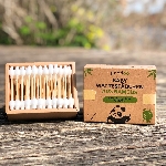 Pandoo Bambusové dětské vatové tyčinky do uší s bio bavlnou 55 ks