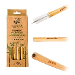 Pandoo Krátké koktejlové bambusové brčko s čistícím kartáčkem sada 12 ks