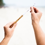 Pandoo Krátké koktejlové bambusové brčko s čistícím kartáčkem sada 12 ks