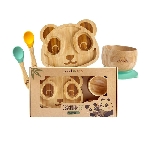 Pandoo Dětská jídelní sada s bambusovým talířem, miskou a lžičkami
