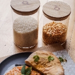 Pandoo Dóza na potraviny z borosilikátového skla s bambusovým víčkem 1300 ml