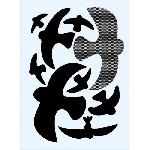 Ptačí siluety na sklo s průhlednými pruhy černé 9 ks