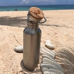 Pandoo Nerezová lahev na vodu s bambusovým víčkem 750 ml