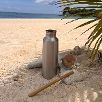 Pandoo Nerezová lahev na vodu s bambusovým víčkem 750 ml