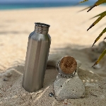 Pandoo Nerezová lahev na vodu s bambusovým víčkem 750 ml