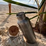 Pandoo Nerezová lahev na vodu s bambusovým víčkem 750 ml