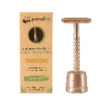 Pandoo Kovový holicí strojek se stojanem a 10 ks žiletek zlatý