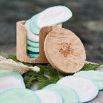 Pandoo Pratelné odličovací tamponky z bio bavlny 18 ks s úložným boxem z bambusu