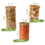 Pandoo Dóza na potraviny z borosilikátového skla s bambusovým víčkem 1000 ml