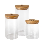 Pandoo Dóza na potraviny z borosilikátového skla s bambusovým víčkem 1000 ml