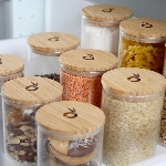 Pandoo Dóza na potraviny z borosilikátového skla s bambusovým víčkem 1000 ml