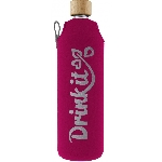 Drink it Skleněná láhev s neoprénovým obalem Pinky 700ml