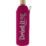 Drink it Skleněná láhev s neoprénovým obalem Pinky 700ml