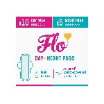 FLO Ultra tenké menstruační vložky z bio bambusu s křidélky mix 10 ks denních a 5 ks nočních